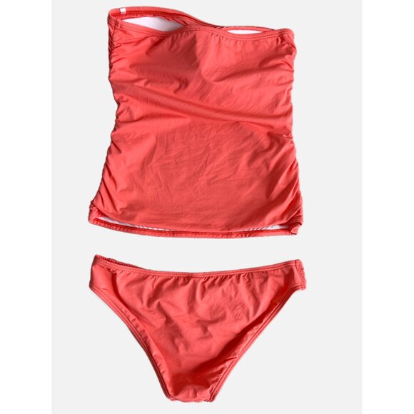 Tommy Bahama Pearl Long Shirred Bandini 2-pc Swimsuit Coral M - Picture 3 of 10